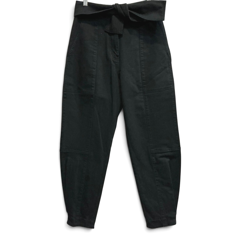 Ulla Johnson Storm Jeans Black High Rise Balloon Leg Tapered Tie Waist 2 XS